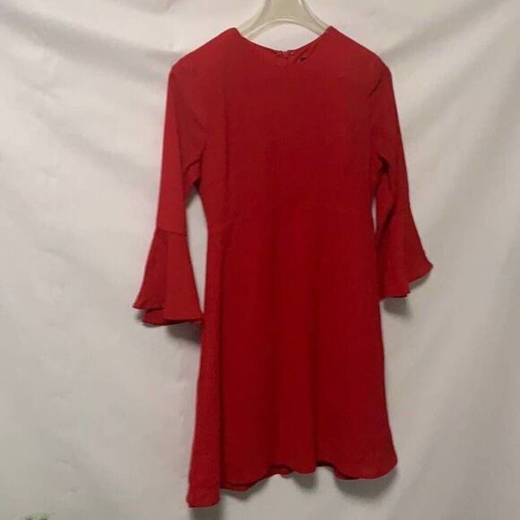 LULU’S RED BELL SLEEVE‎ SHEATH DRESS SIZE XS - Picture 1 of 4